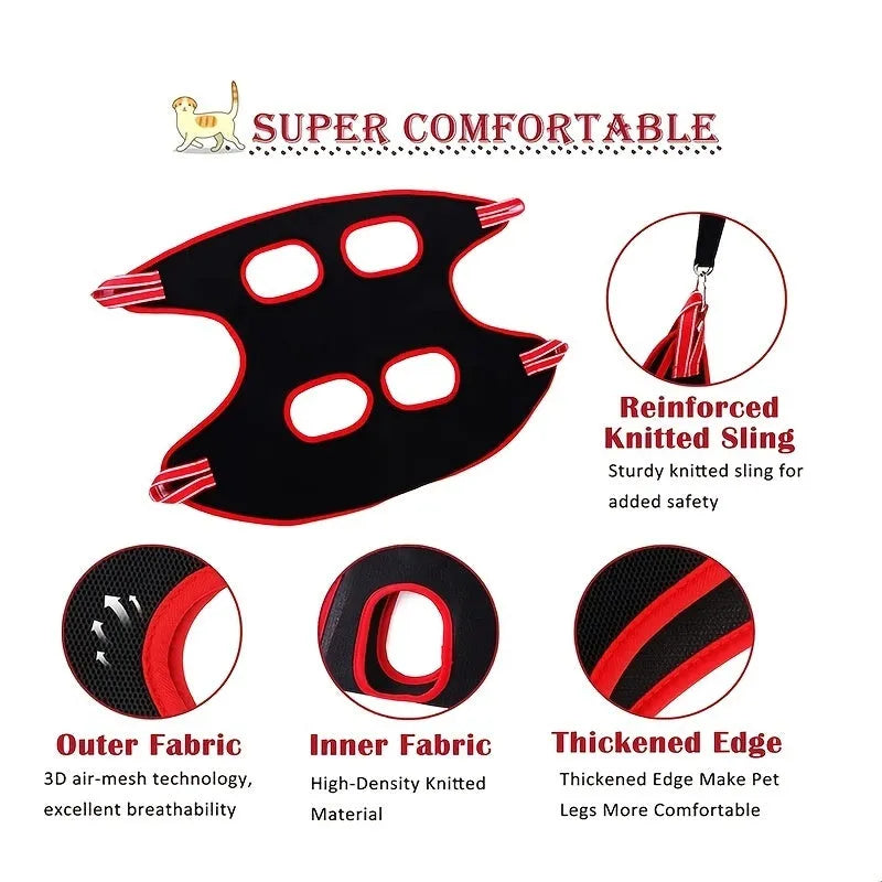 Pet grooming restraint hammock bag for nail trimming in four size options