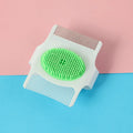 Blue and green multifunctional pet comb for dog grooming with floating hair removal, massage, and flea control features