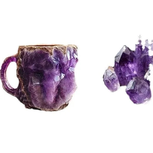 Resin mineral crystal design coffee mug with handle in assorted colours