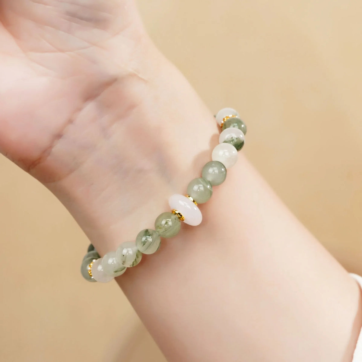 Emerald green Tian Shan Cui half bracelet with floating flower design for women