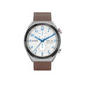 Large screen Bluetooth smart watch in black or silver with interchangeable leather, silicone, and steel straps.