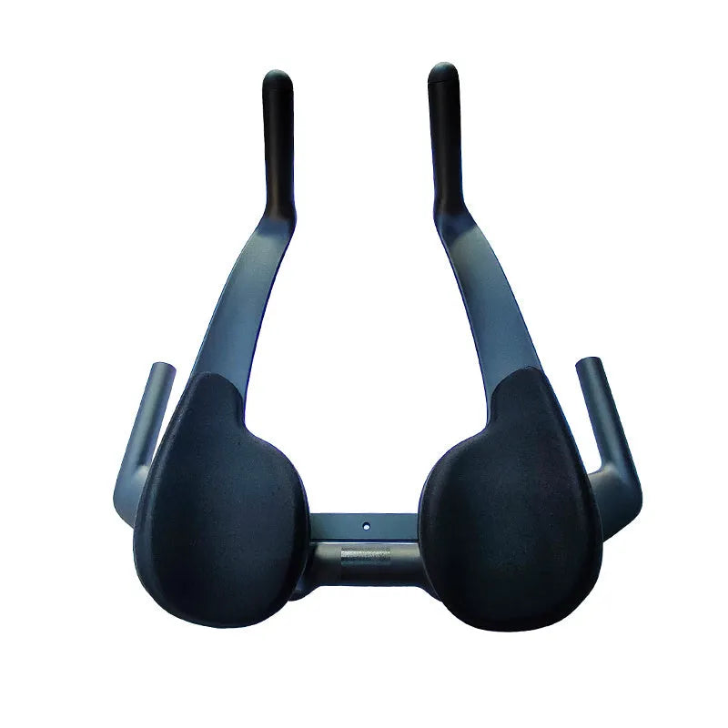 Black carbon fibre bicycle time trial handlebar showing aero profile and 31.8mm clamp area.