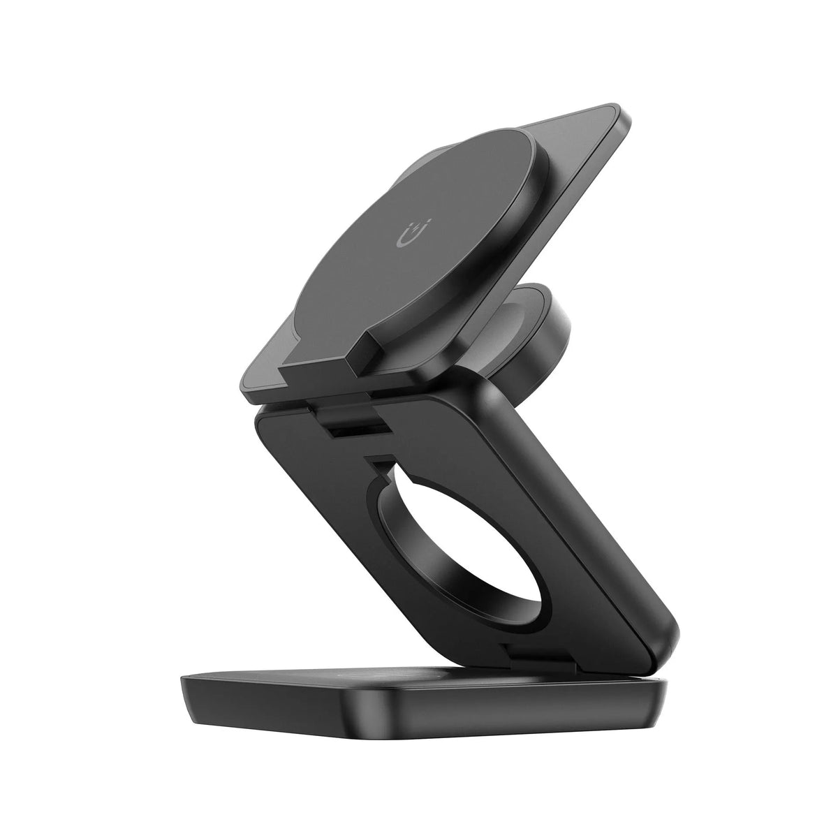 Foldable magnetic wireless charger mobile phone holder in white or black with QC3.0 fast charging