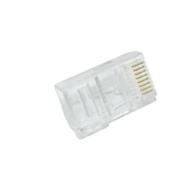 White unshielded network modular plug with gold-plated contacts, 1000-piece bulk pack
