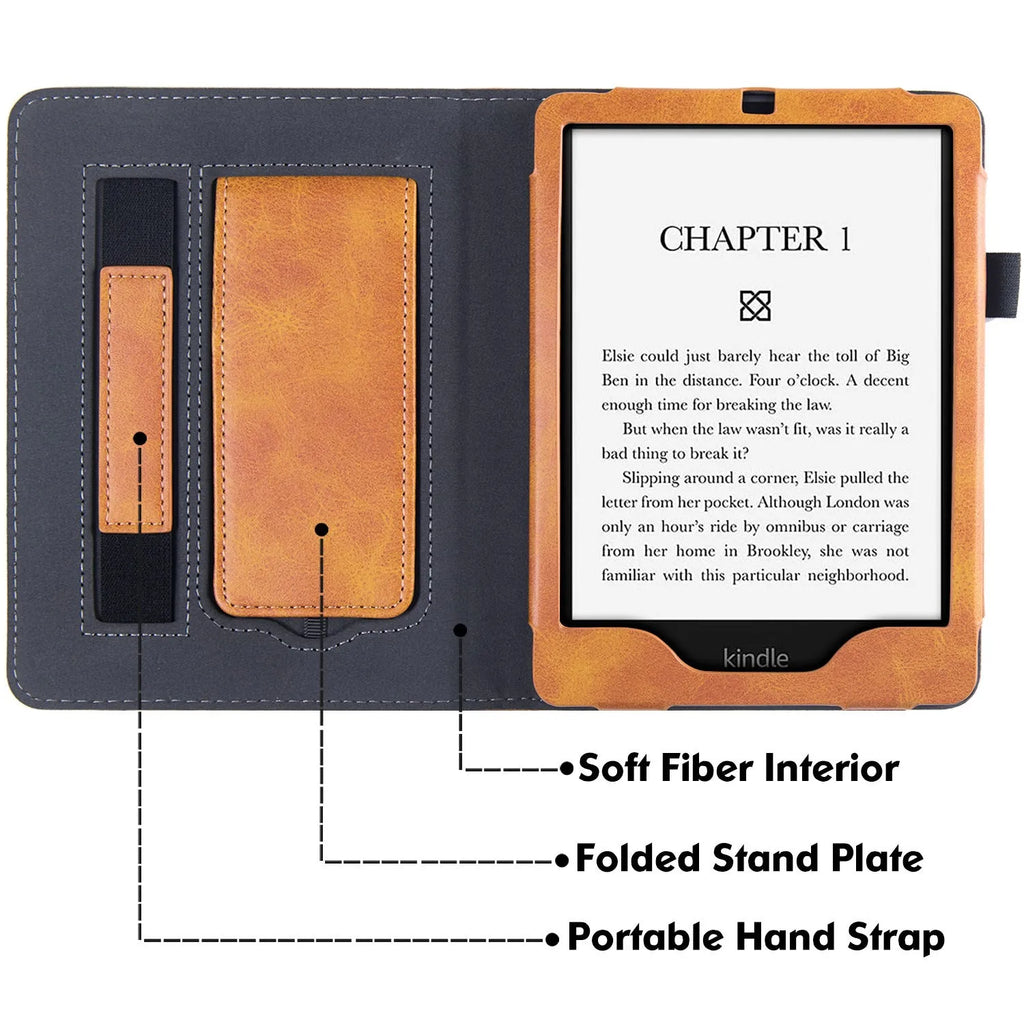 Kindle Paperwhite 5 leather case with adjustable wrist bracket in multiple colour options