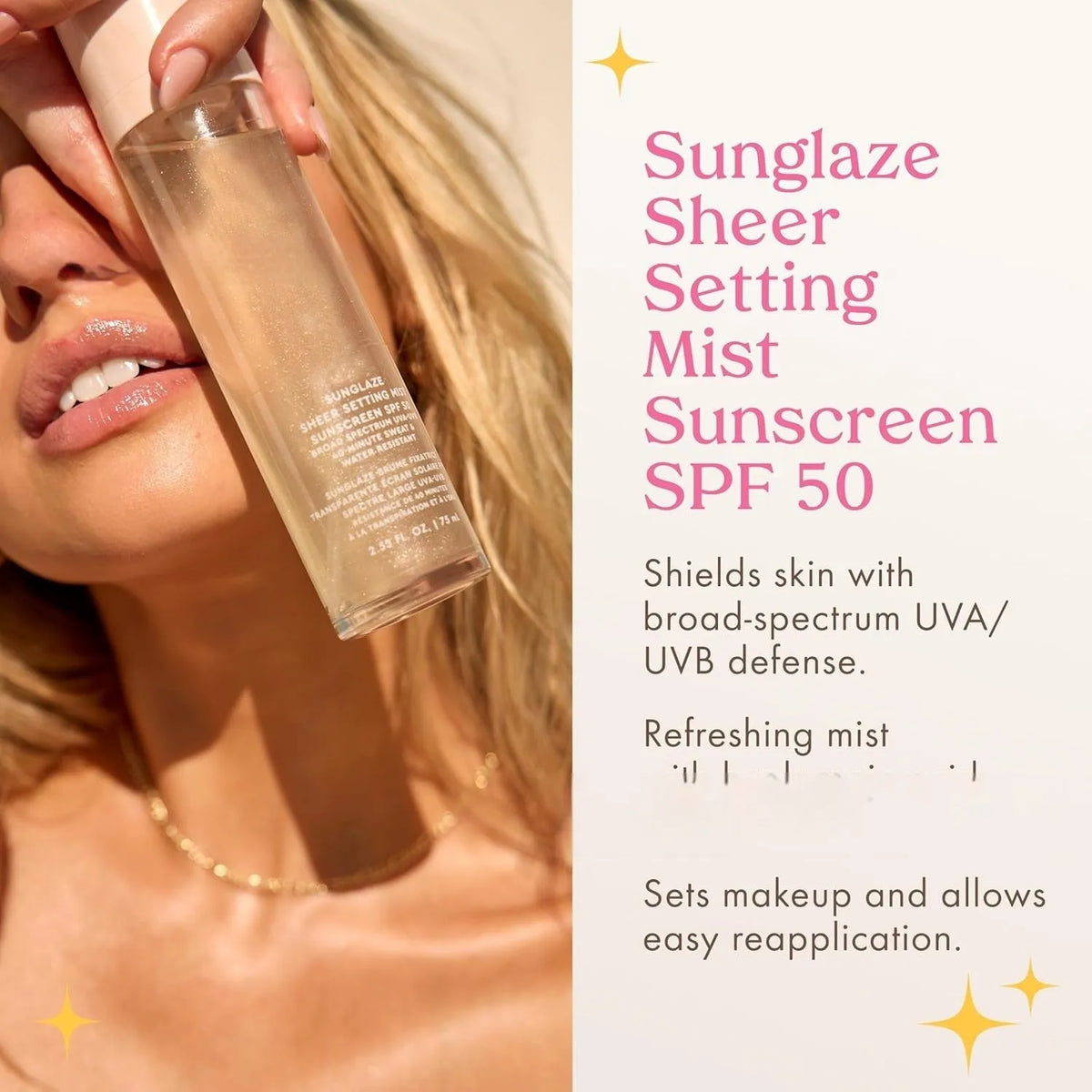 75ml plastic spray bottle of a light texture facial moisturising and nourishing spray