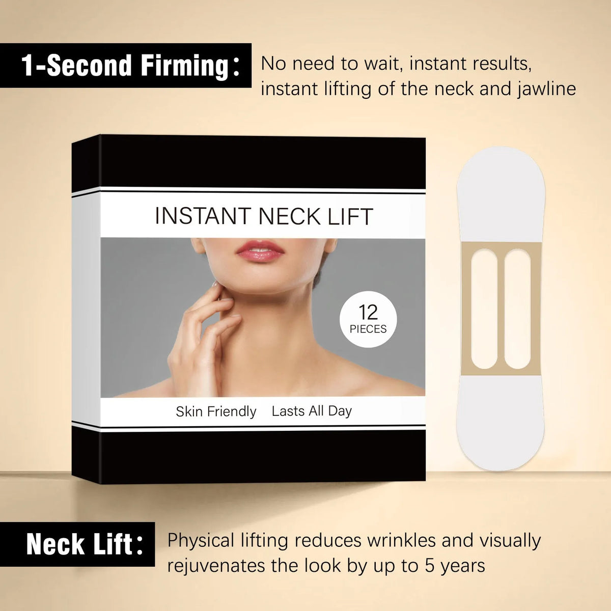 12 pack of invisible breathable neck lift stickers for physical lifting and fade neck pattern