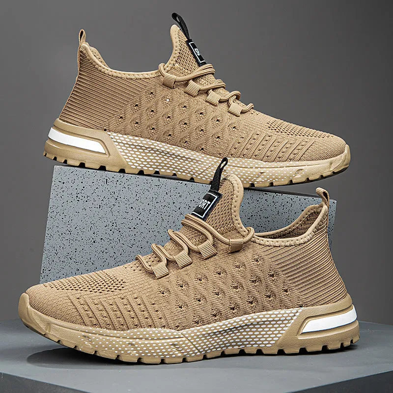 Men's mesh casual shoes in solid colours including Army Green, available in sizes 39 to 45