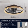 Nordic-style ceiling fan lamp with LED light and remote control in black finish