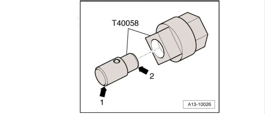 Aodi T40058 crankshaft rotating sleeve timing tool adapter with guide pin for engine top dead centre alignment