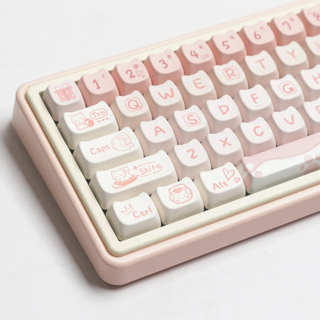 Full set of PBT sublimation key caps for mechanical keyboards showing over 98 keys with double-shot legends