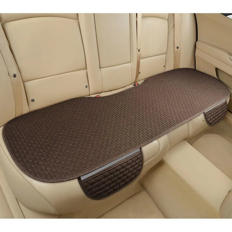 Linen plaid car cushion set with hemmed edges in classic black and red colour option