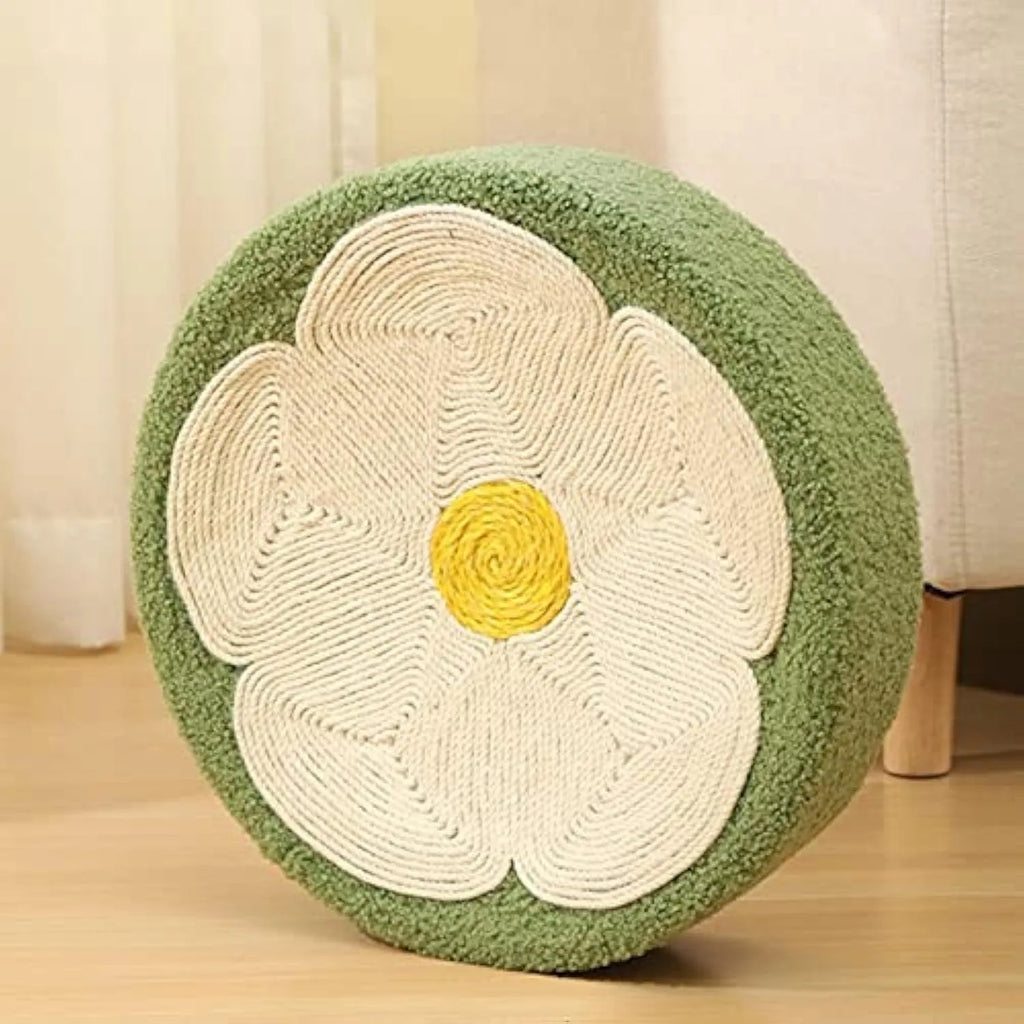 Green sisal cat scratcher bowl lounge bed with round deep bowl shape measuring 39cm diameter