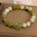 Women's bracelet in Xiuyan jade green colour with original sweet Mori-style design