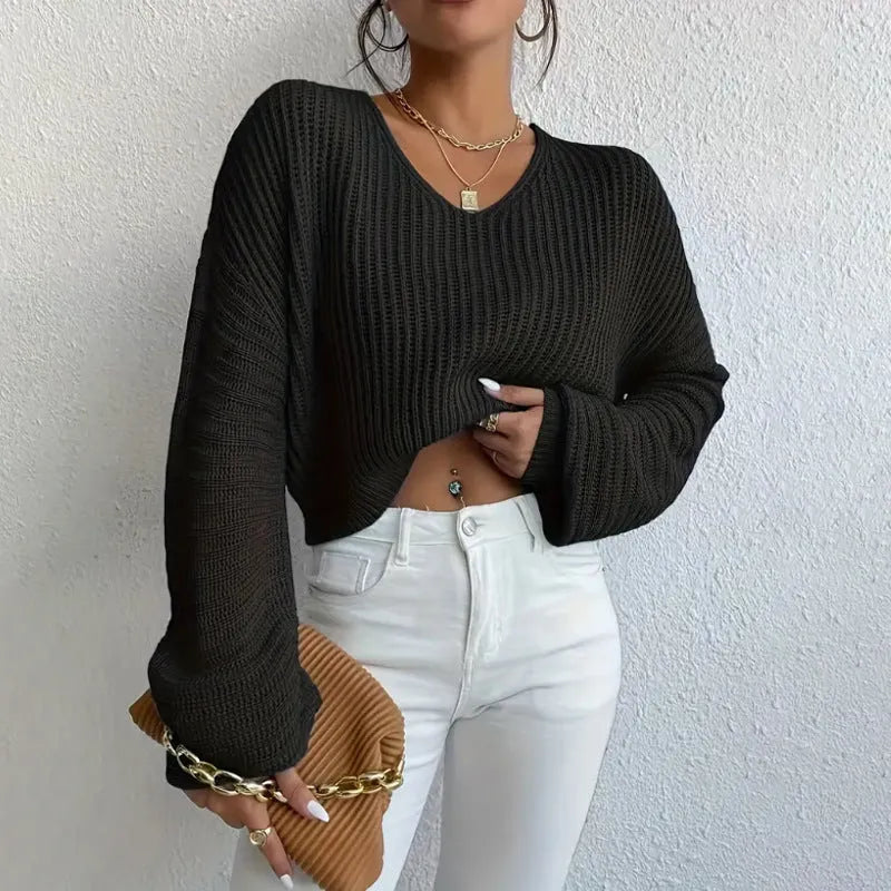 Women's solid colour polyester pullover top in black, pink, green, sky blue, or dark red with long sleeves