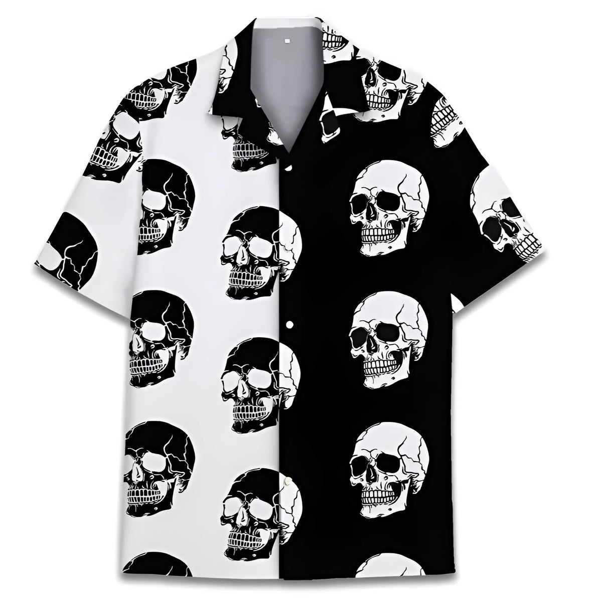 Men's summer casual Cuban collar shirt in polyester fabric with digital printing pattern