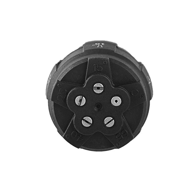 Five-in-one multi-functional high-pressure water nozzle with engineering plastic construction