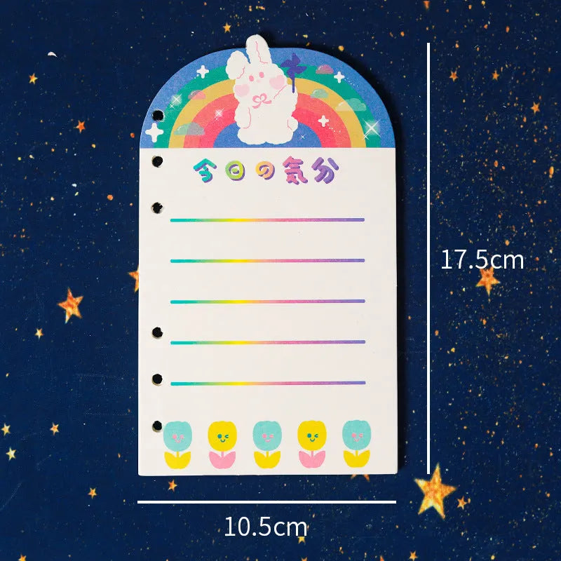A6 loose leaf notebook with girl heart design, 80 sheets of 70g paper, 6-hole pass type construction