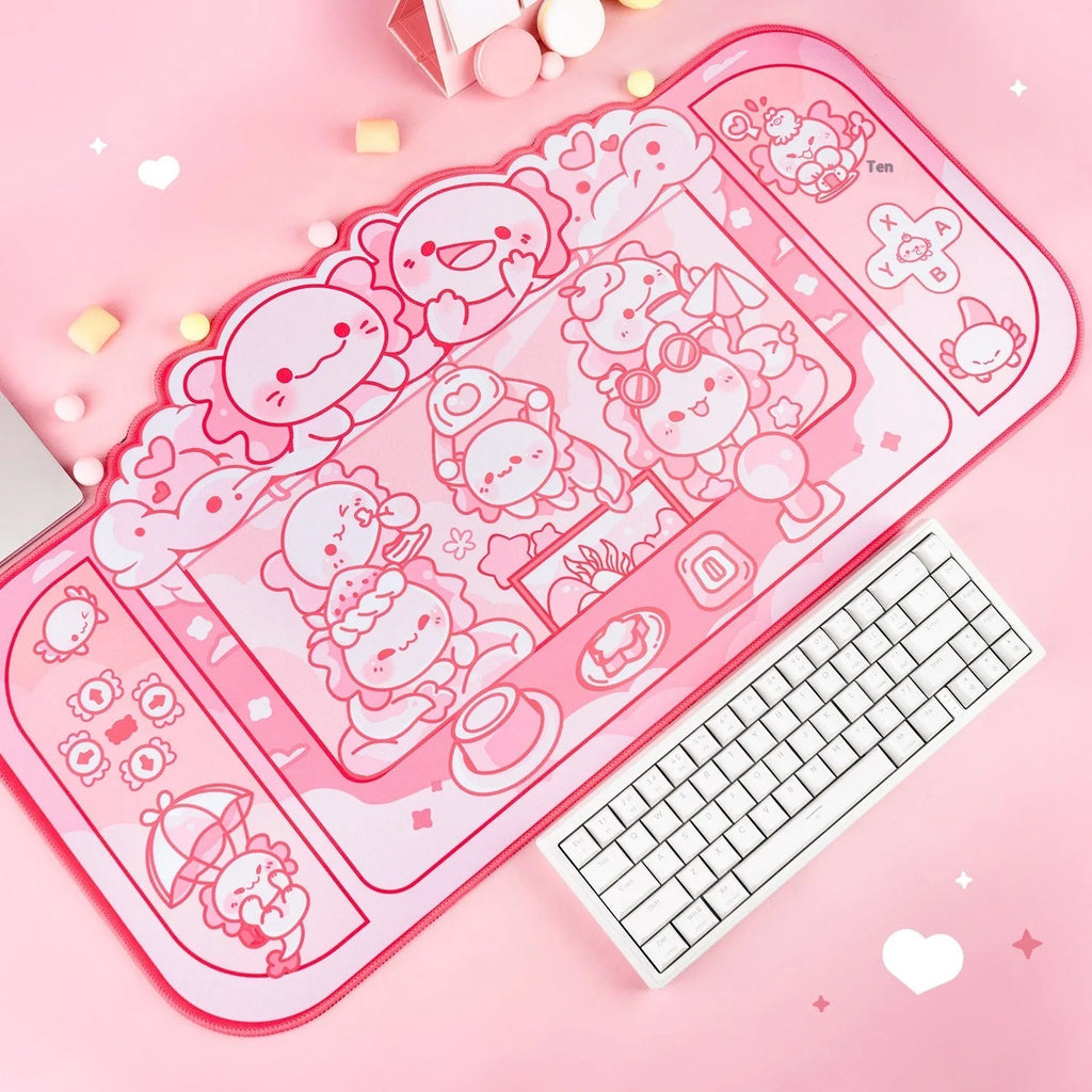 Hexagonal dragon crane machine pattern on 75x40cm cloth gaming mouse pad with wrist support