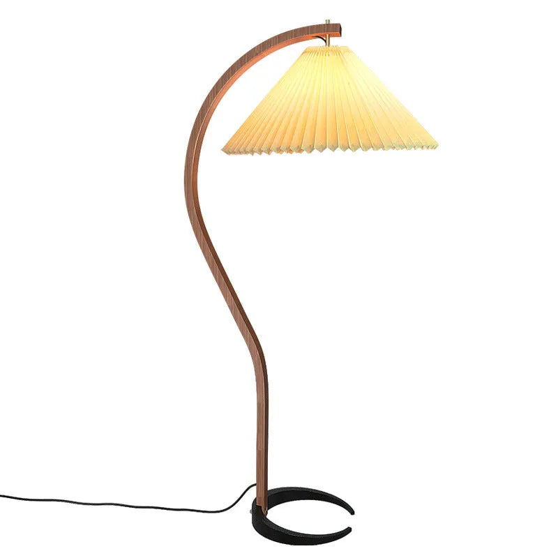 Vertical wooden table lamp with retro design in log white finish showing three colour light settings
