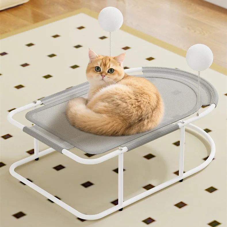 Large grey fabric breathable cat kennel bed cage for summer use.