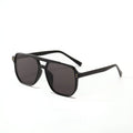 Square double beam fashion sunglasses for women in black framed pink lens colourway showing full-frame construction