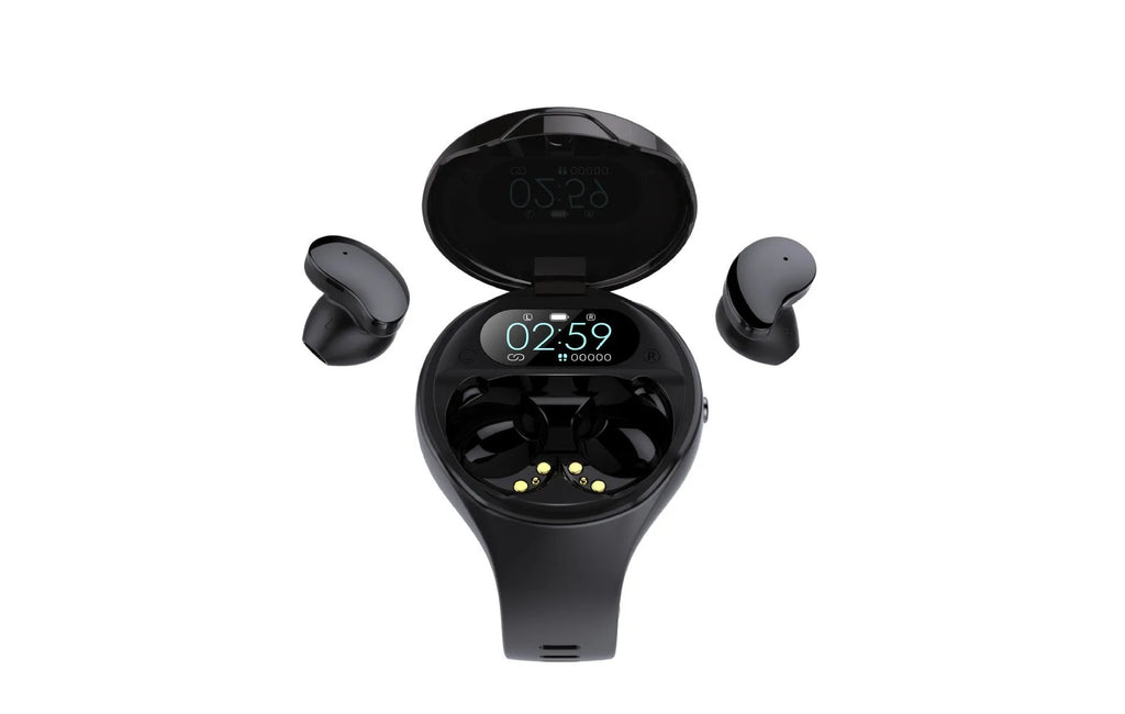 Black smart bracelet and Bluetooth earphone combination device with detachable design