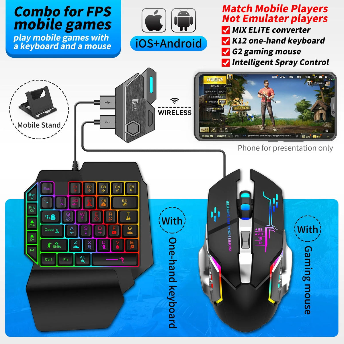 Gamwing Jiaying keyboard mouse converter with USB interface for mobile gaming