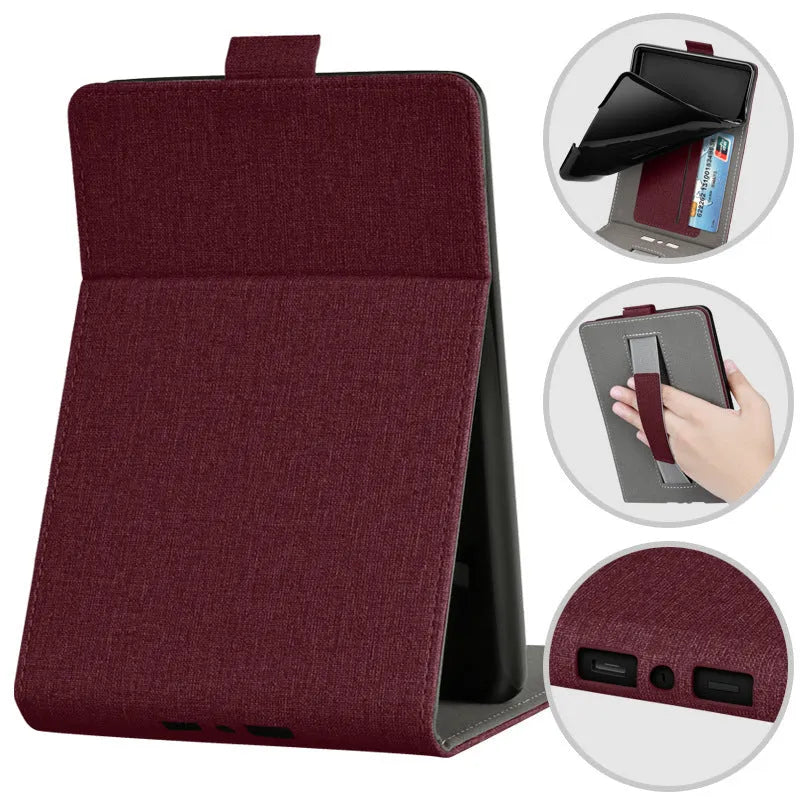 Black TPU Kindle case with bracket frame for 6-inch Youth and Paperwhite models on a table.