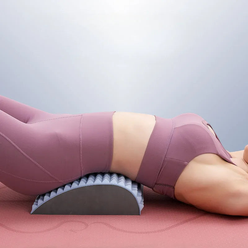 EVA foam back stretcher pillow in blue, 33 x 9.5 x 24.5 cm, for neck and lumbar acupressure relief