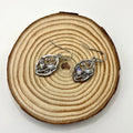 Silver alloy leaves earrings with embedded colourful moonstones for women