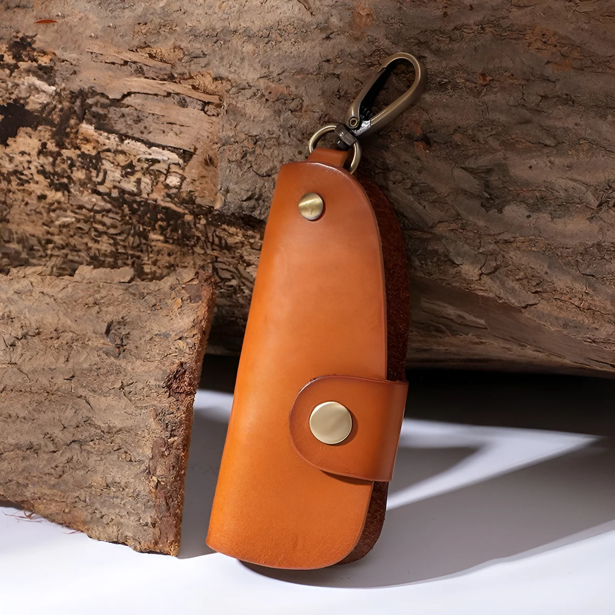 Handmade genuine leather car key case in black, brown, coffee or purplish red