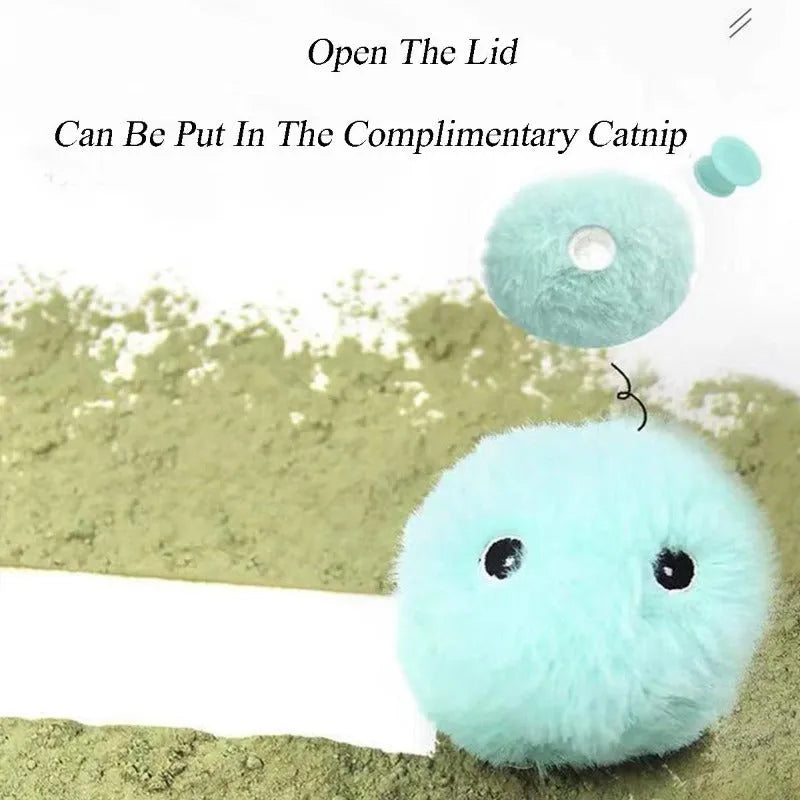 55mm diameter interactive cat toy ball in blue, pink or yellow colours with animal sound effects