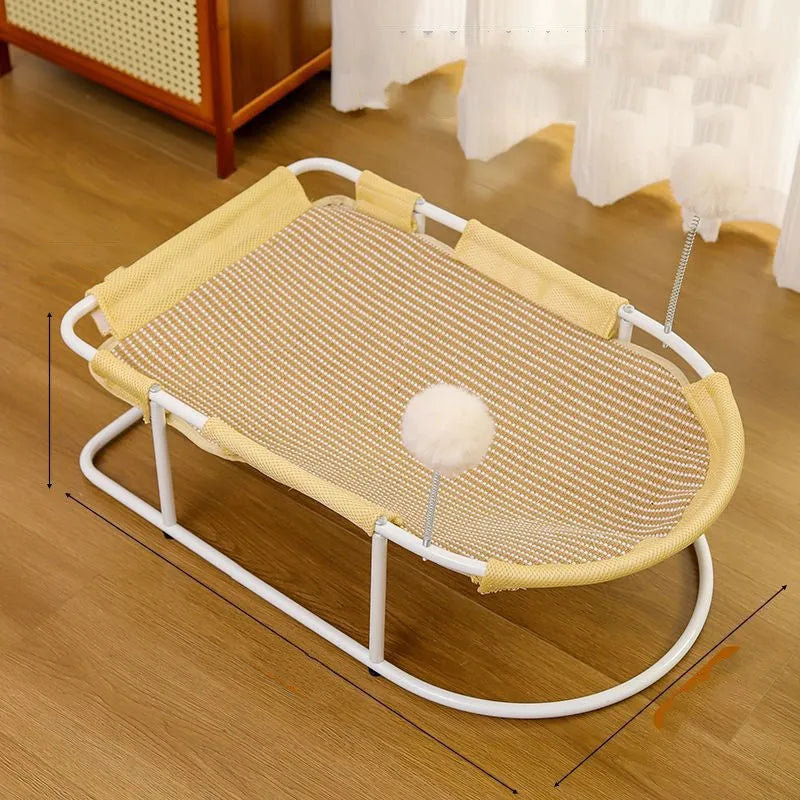 Large grey fabric breathable cat kennel bed cage for summer use.