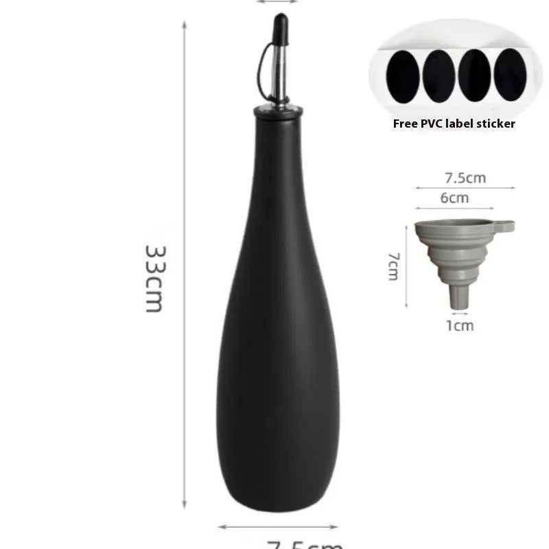 Ceramic kitchen oil pot with 650ml funnel and brush in black, coffee or white colour options