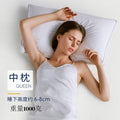 White cotton satin stripe pillow core with 2cm stripe pattern and feather filling available in multiple sizes
