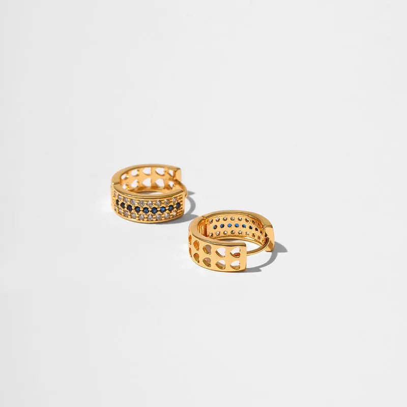 Round geometric women's earrings with electroplated 18K gold tone finish