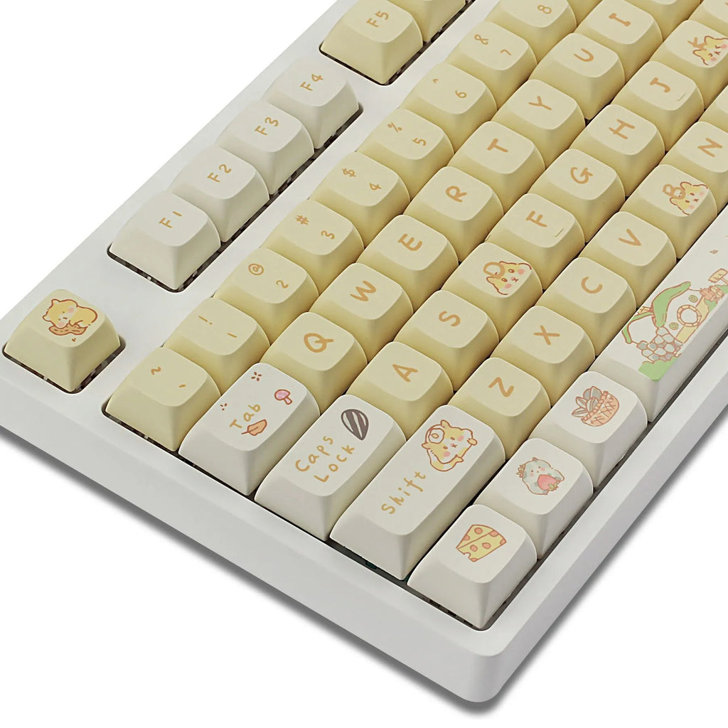 Set of plastic keycaps for mechanical keyboards in mouse grey and yellow colours