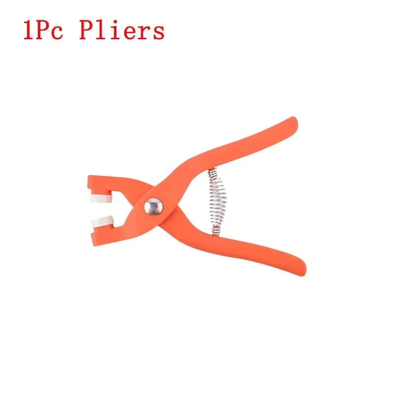 Stainless steel five-claw no-sew suit button for clothes, 9.5mm size, with pliers.