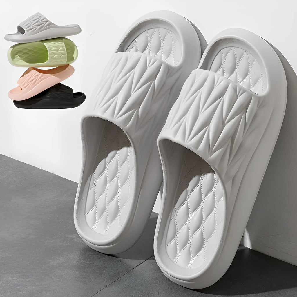 Leaf texture design EVA slippers in various colours for indoor household wear