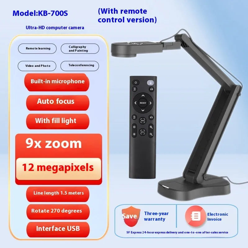 Computer live camera with USB cable and built-in microphone for video recording