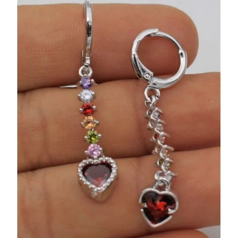 Women's heart-shaped alloy earrings with electroplated gold or silver colour finish