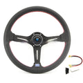 14-inch leather steering wheel with middle concave design showing black skeleton frame option