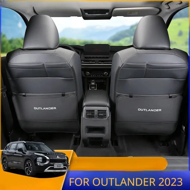 Three leather anti-kick pads for 2023 Mitsubishi Outlander seat and door protection