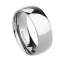 Titanium steel silver ring with grinding finish shown in three width options