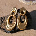 French retro double circle earrings with quicksand gold finish and U-shaped design