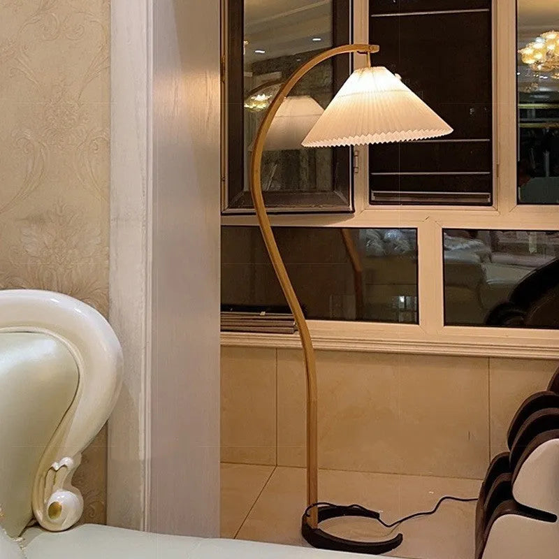 Vertical wooden table lamp with retro design in log white finish showing three colour light settings
