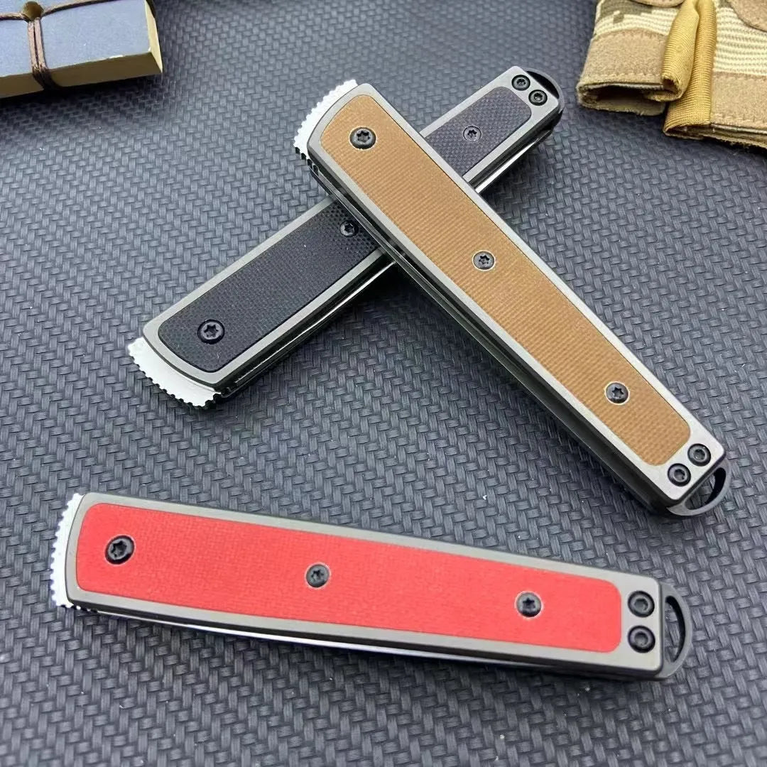 Folding fruit knife with 7cm blade in black, coffee, or red colour options