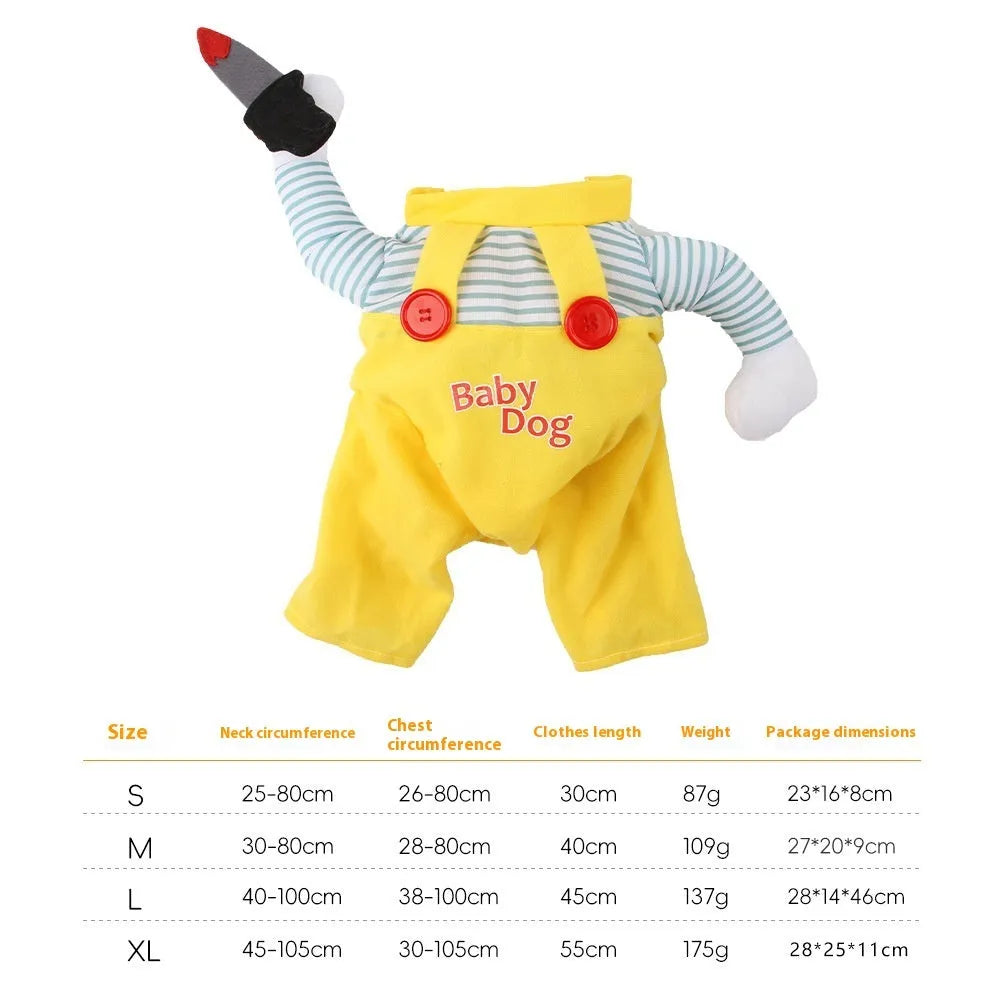 Yellow knife assassin costume clothing for cats in polyester material