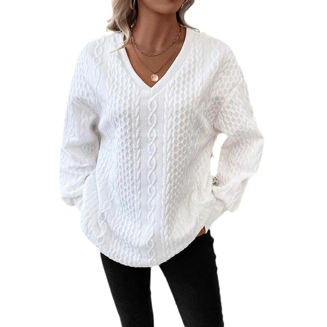 Milky white loose fit long sleeve T-shirt with a 3D pattern detail on the front